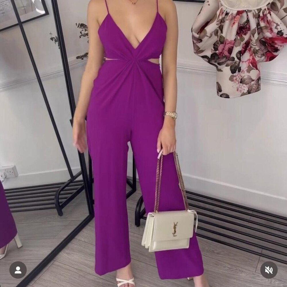 Burgundy Jumpsuit With Cut Out